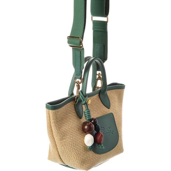 Longchamp Le Pliage Collection Xs Raffia Basket Bag, Green - Picture 3 of 3